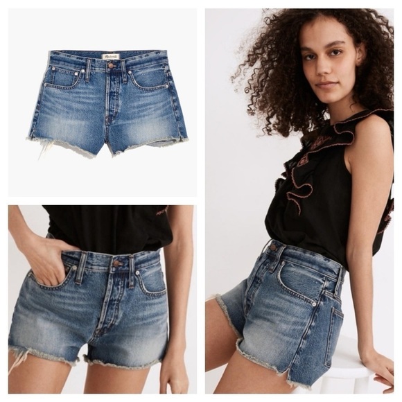 Madewell relaxed denim shorts mid rise size 25 Cotton 100% button fly oversized - Picture 3 of 10